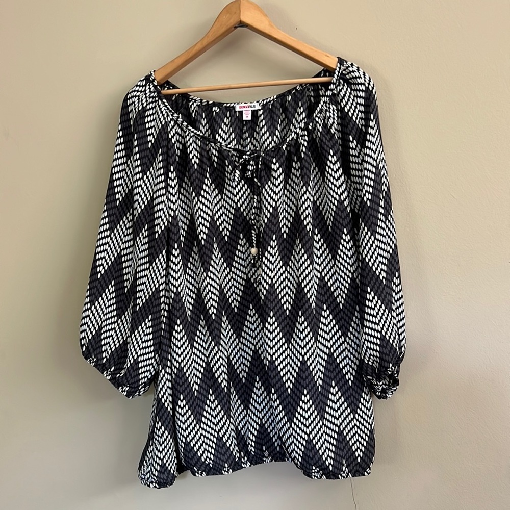 BONGOPLUS Blouse 3/4 Length Full Sleeves Scoop Neck with Tie